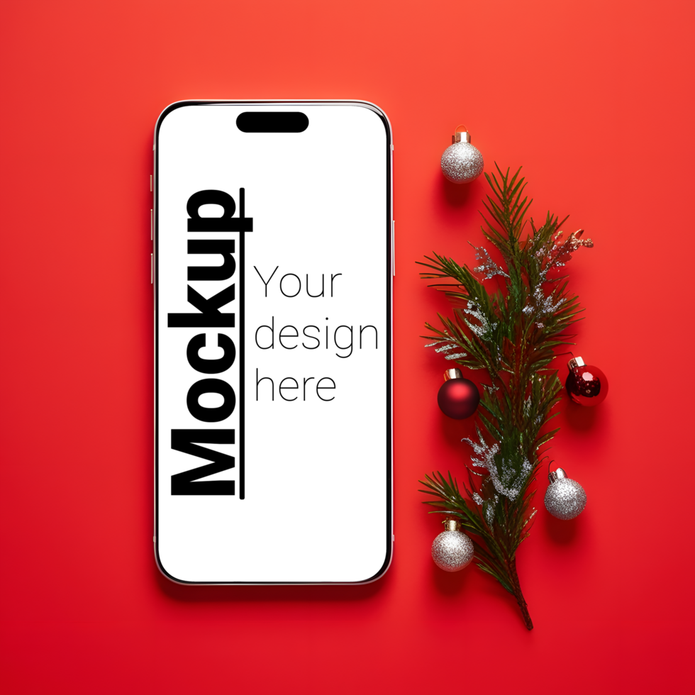 Christmas Smartphone Mockup on Festive Red Background psd