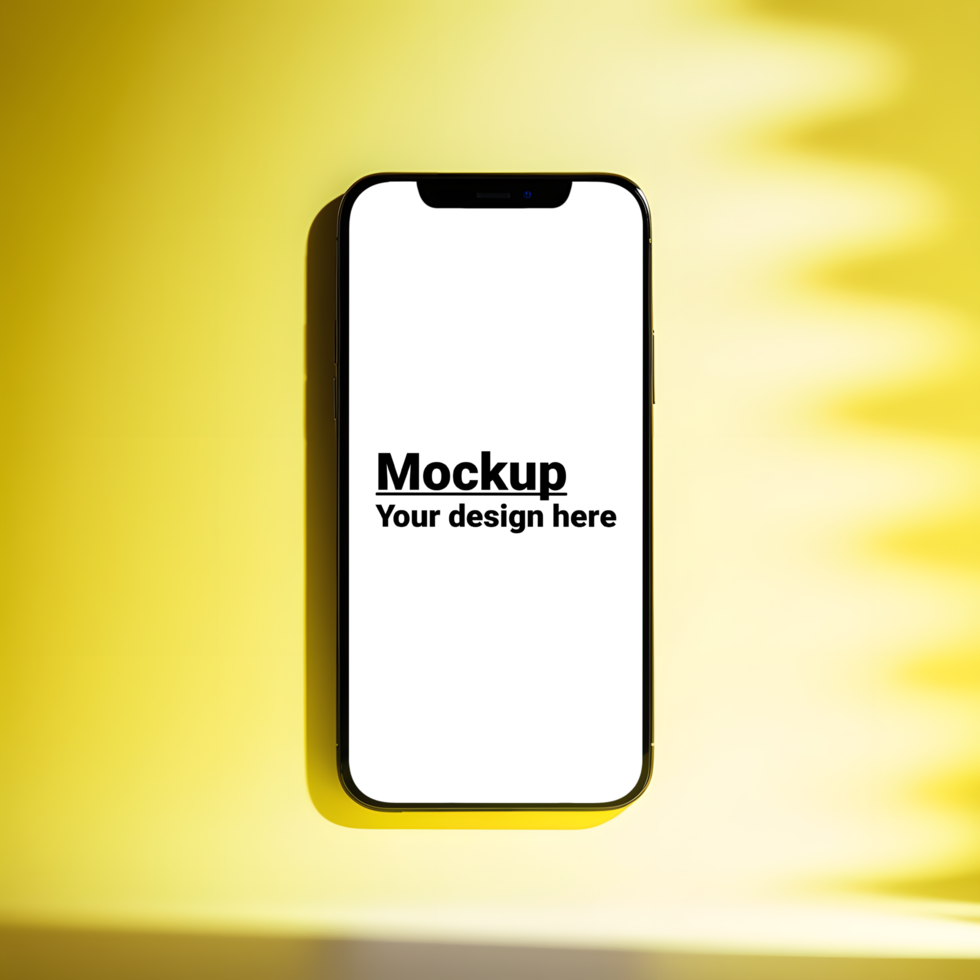 Stylish Phone Mockup on a Bright Yellow Background for Mockups psd