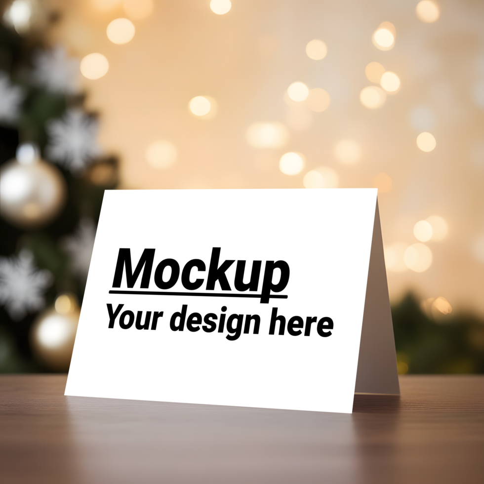 Greeting Card Mockup with Holiday Background Design psd