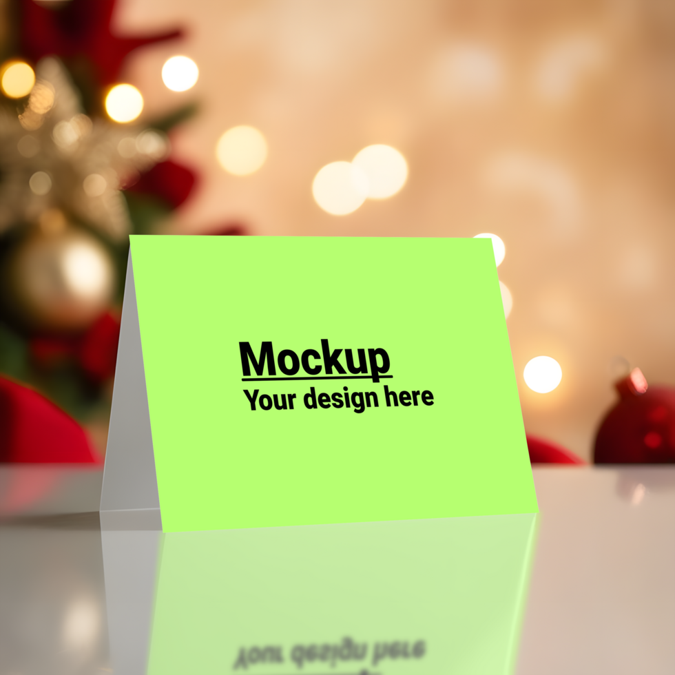 Christmas Greeting Card Mockup with Festive Background psd