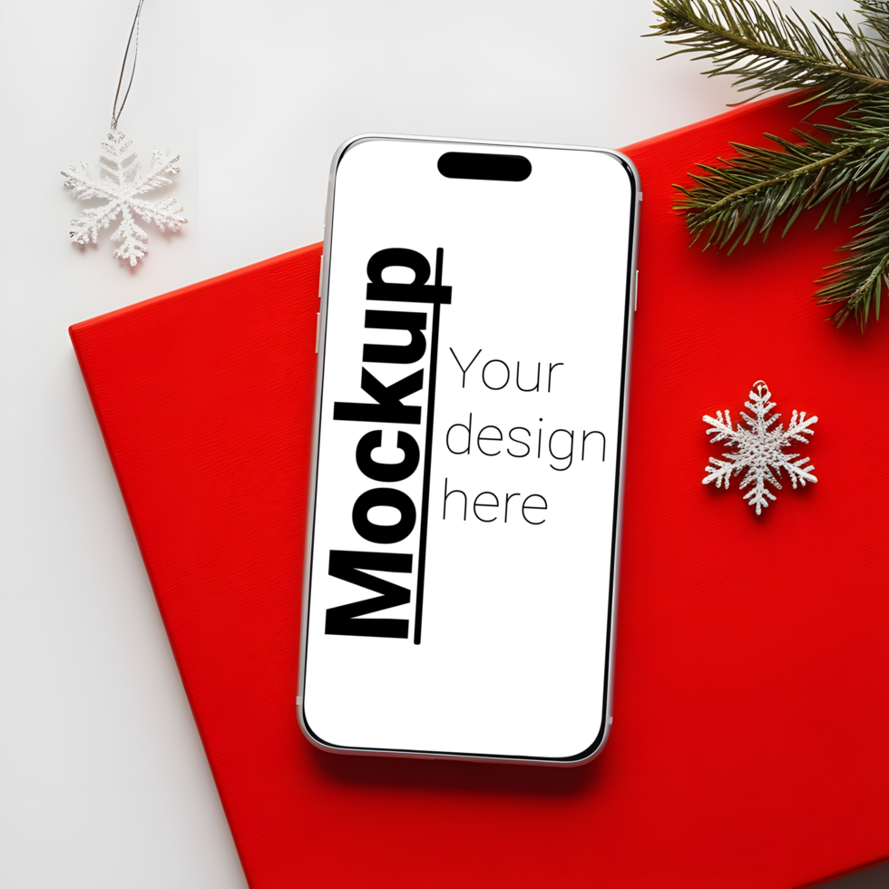Modern Smartphone Display on Festive Red Backdrop psd
