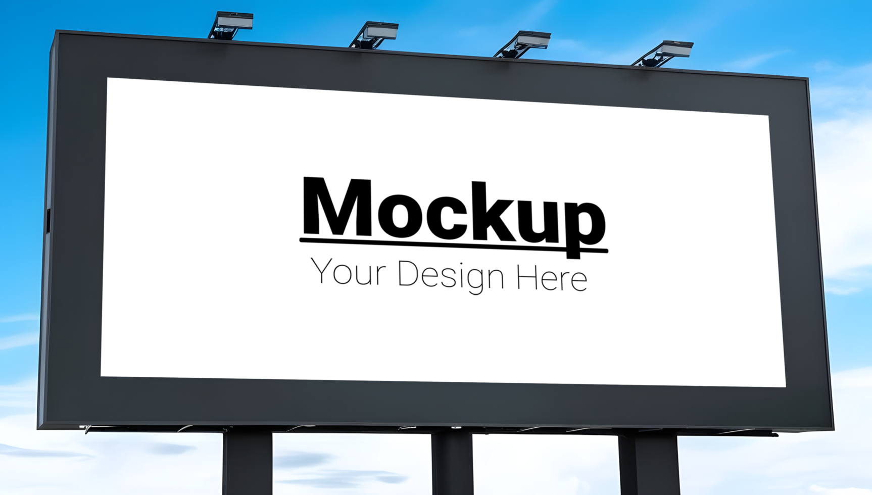 Horizontal Billboard Mockup with Expansive Sky Background psd