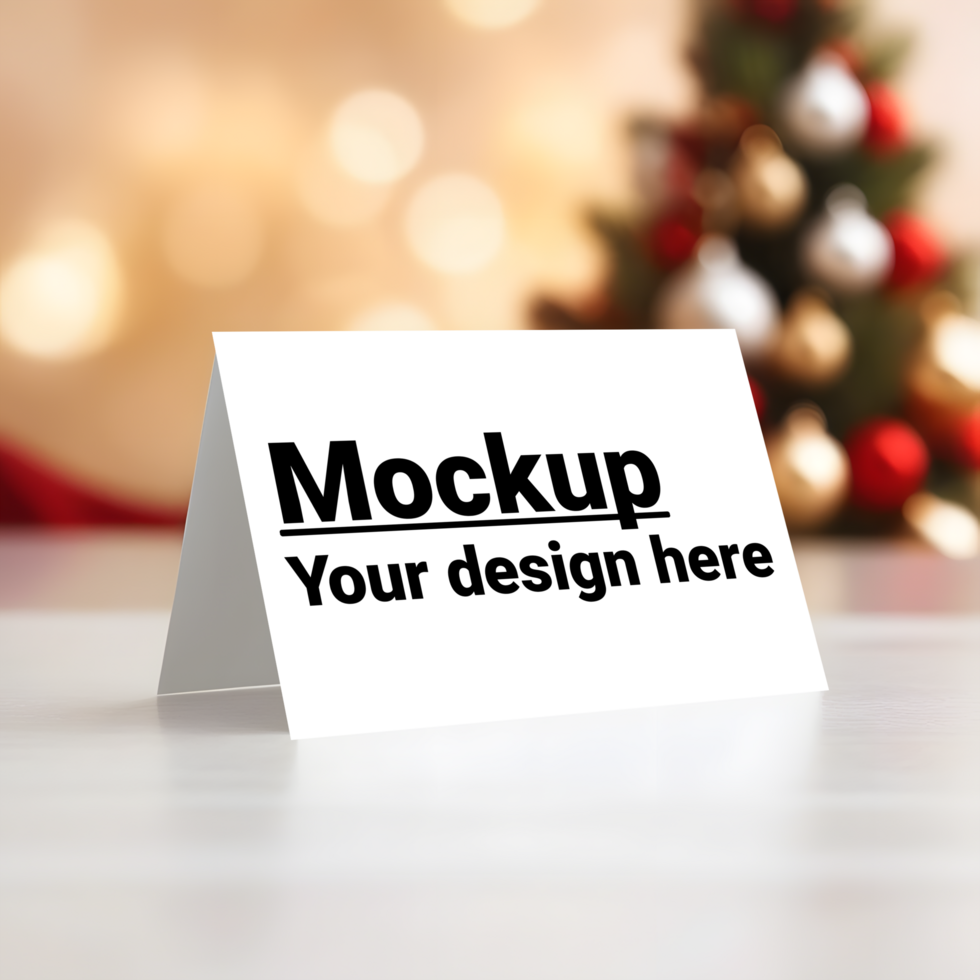 Festive Christmas Greeting Card Display Mockup psd