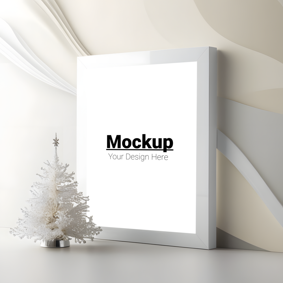 Frame Displayed Next to Festive New Years Decorations psd