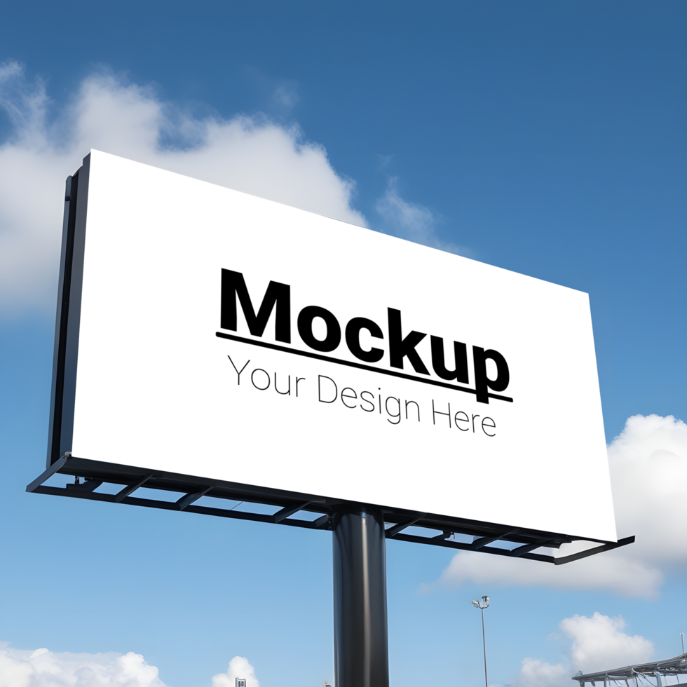 Outdoor Horizontal Billboard Display with Sky Backdrop psd