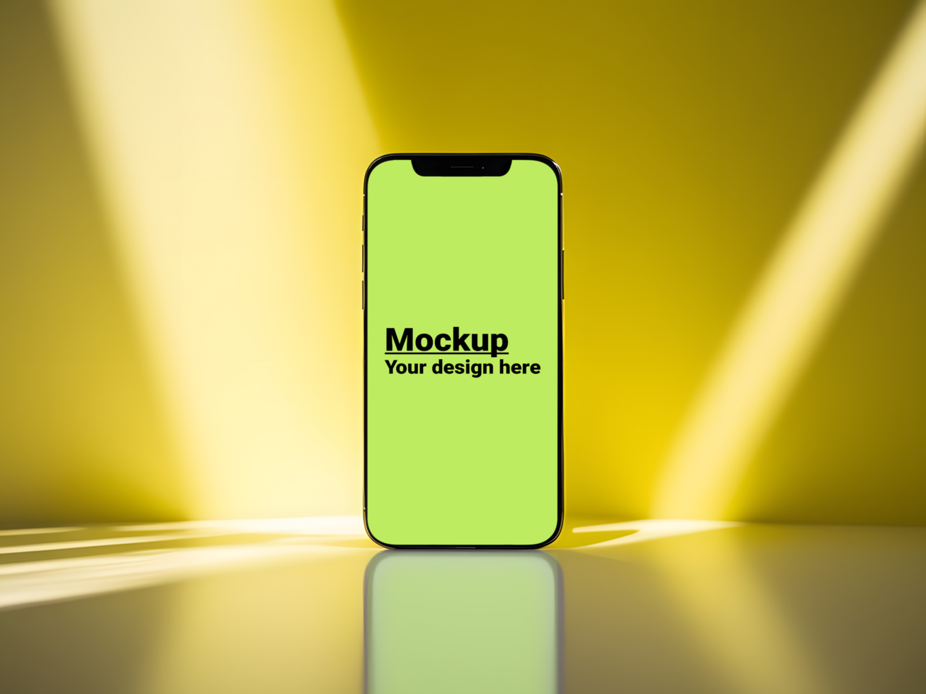 Sleek Smartphone Design on Bright Yellow Surface psd