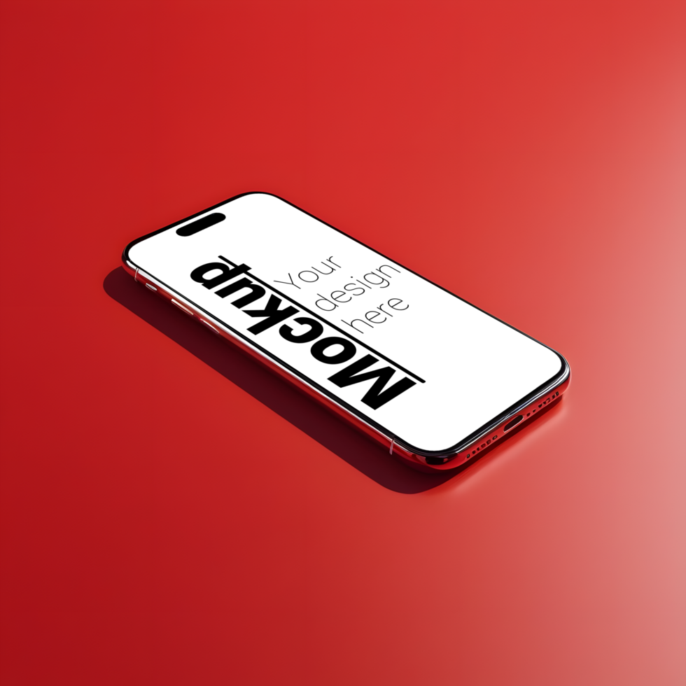 Modern Phone Display with Bold Red Backdrop psd