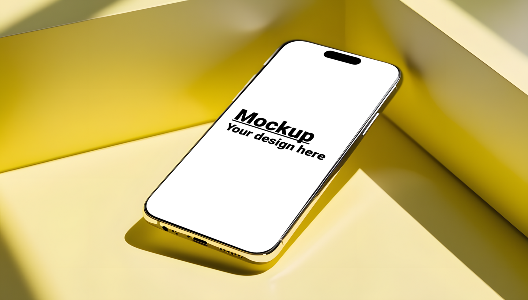 Sophisticated Smartphone Display on Radiant Yellow Background psd
