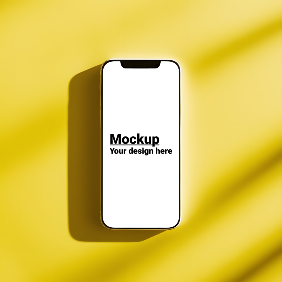 Elegant Smartphone Mockup on Vibrant Yellow Surface psd