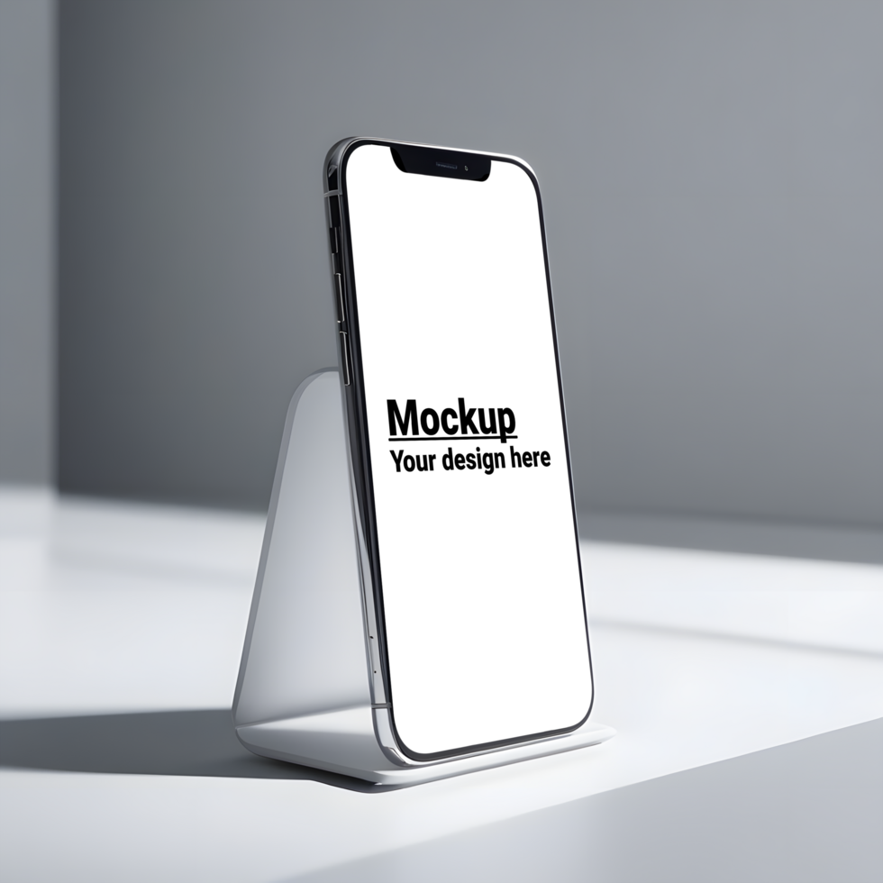 Elegant smartphone mockup on a minimalistic gray background psd
