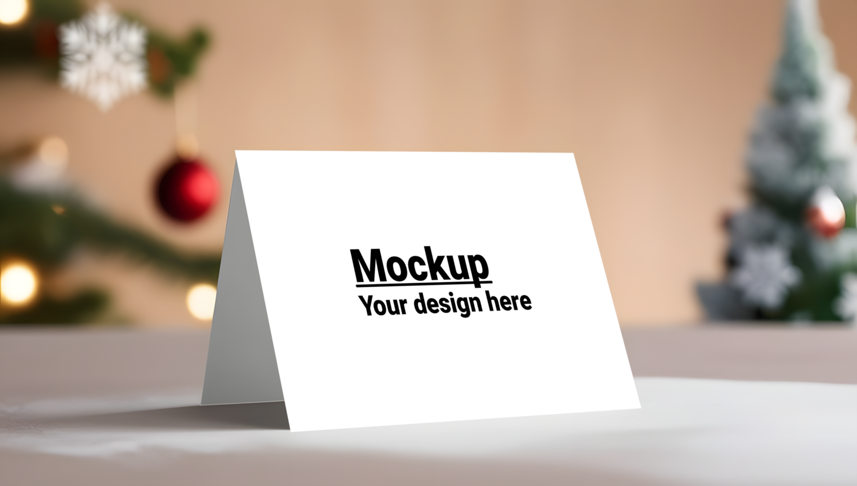 Christmas Card Mockup with Seasonal Background Elements psd