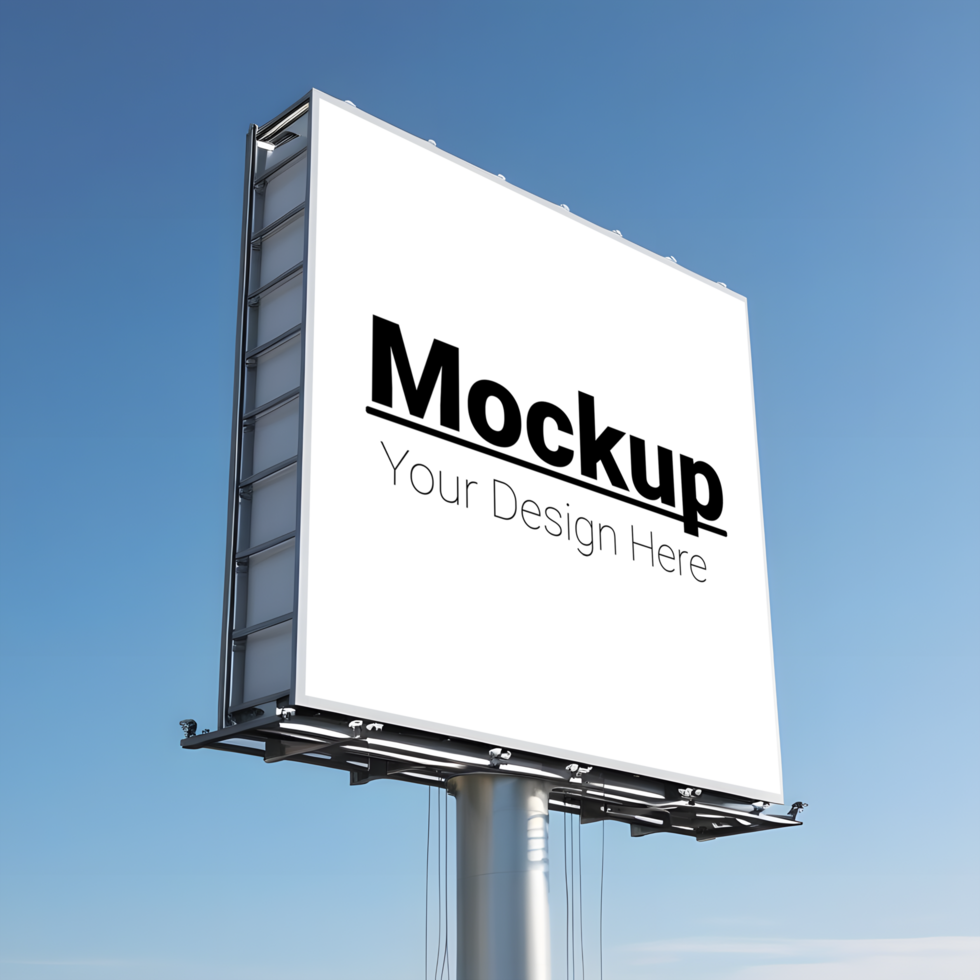 Horizontal Billboard Mockup with Sky as Backdrop psd