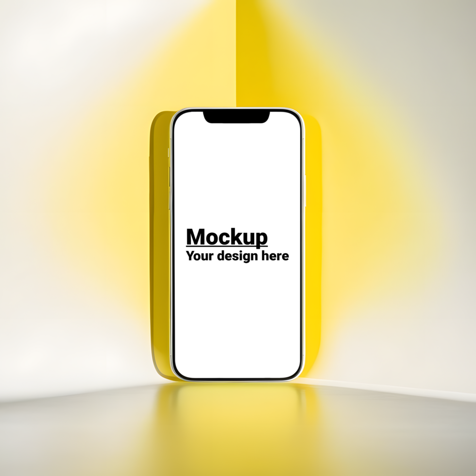 Stylish Smartphone Display on Vibrant Yellow Backdrop psd