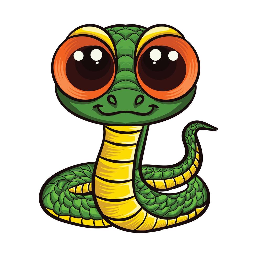 funny kids snake colorful illustration design vector