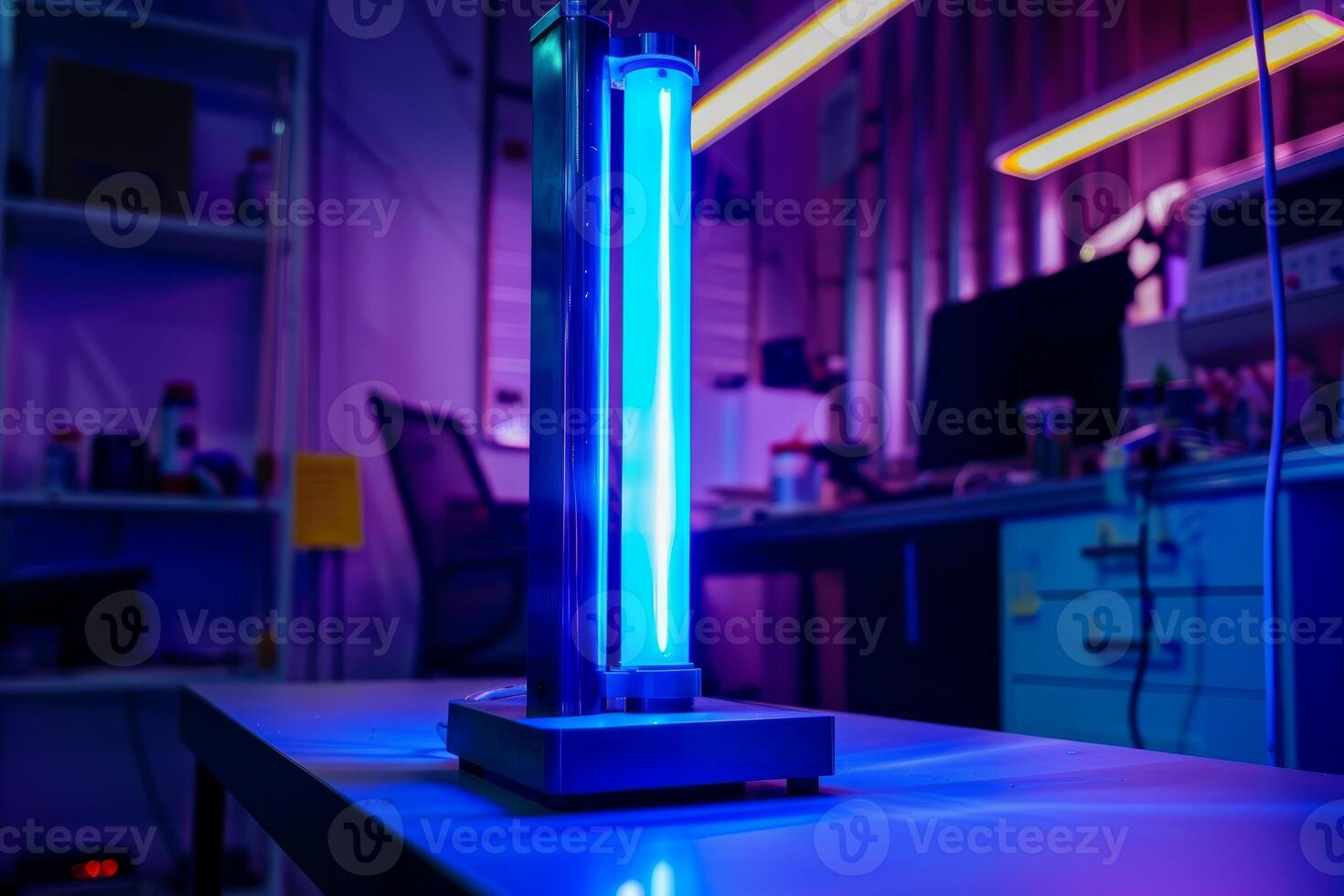 Powerful uv light sanitizing and disinfecting equipment in modern laboratory photo