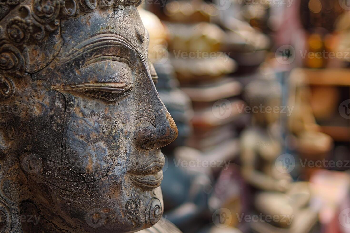 Ancient buddha statue displayed in souvenir shop photo