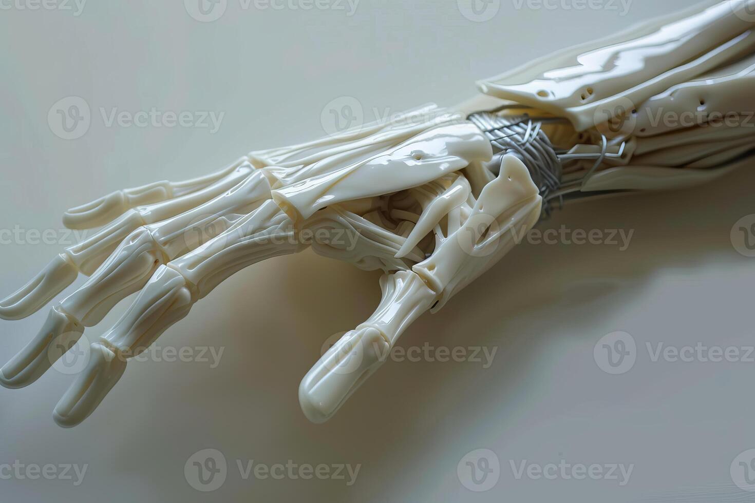 Artificial hand model showing tendons, bones and ligaments photo