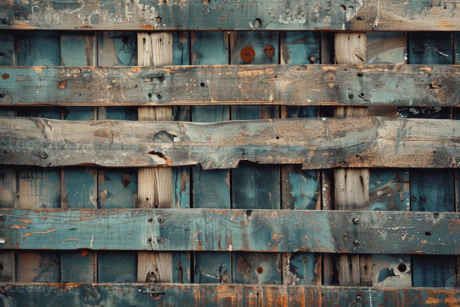 Old weathered wooden fence planks showing grain and knots forming a rustic background texture photo