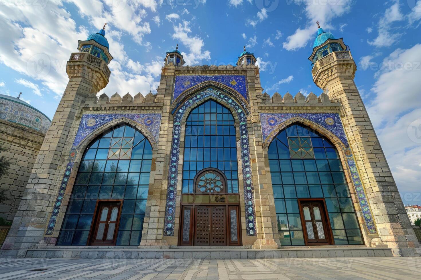 The kulsharif mosque showing its beautiful facade in kazan, russia photo