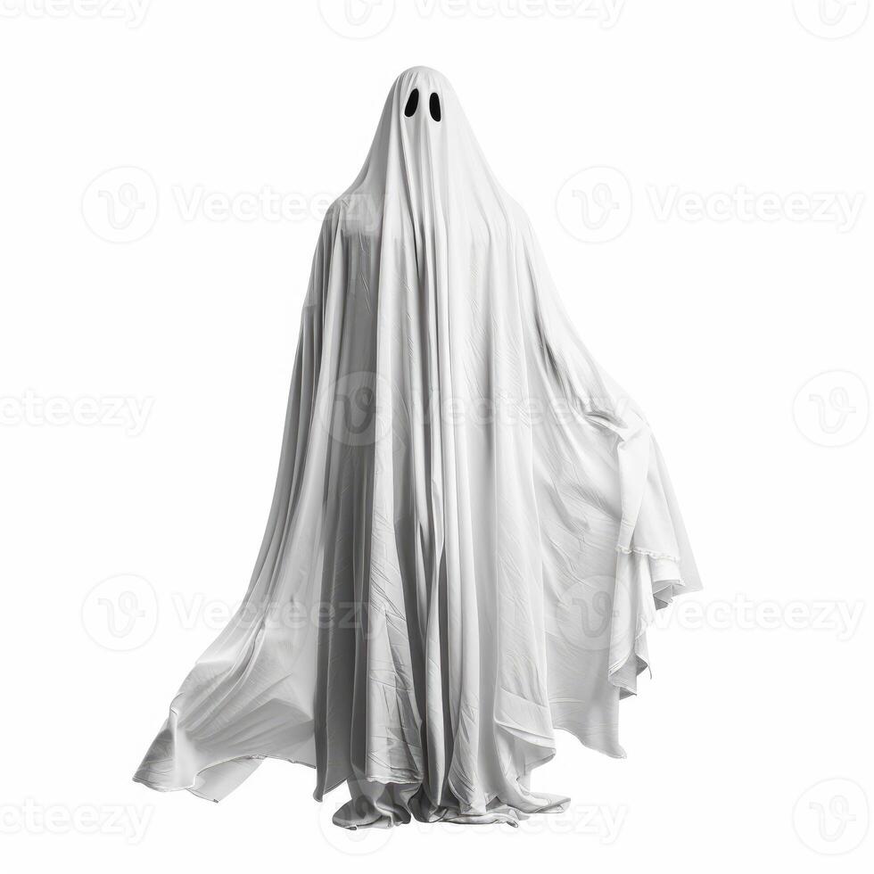 Ghost standing with white sheet covering body photo