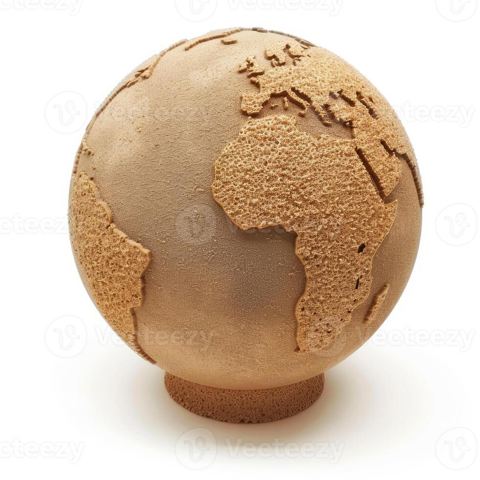 Earth globe covered in sand showing climate change impact photo