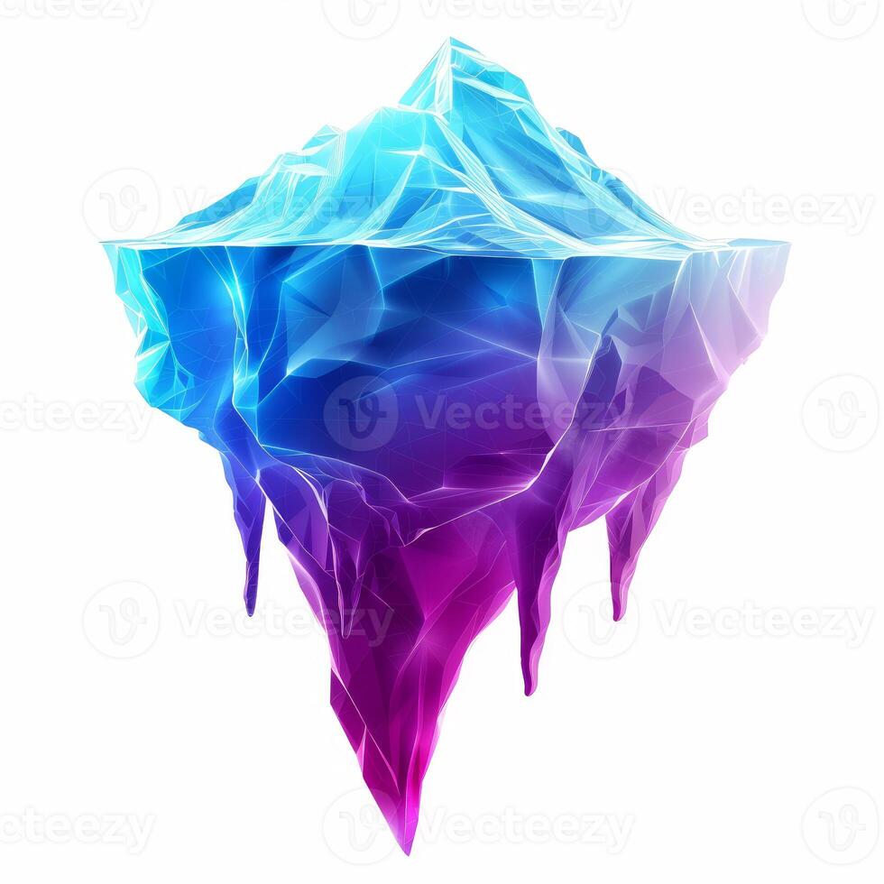 Polygonal iceberg floating with hidden danger, climate change concept photo