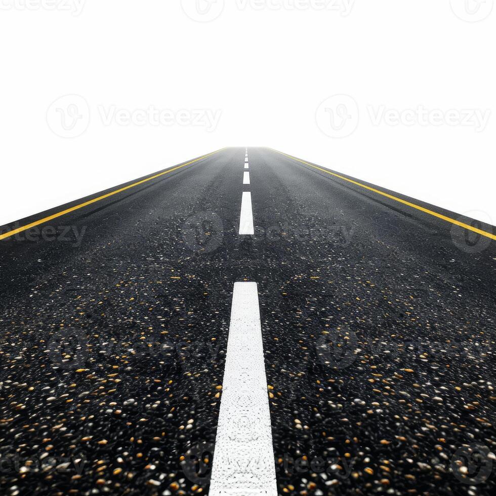 Open road leading to white background symbolizing freedom and travel photo