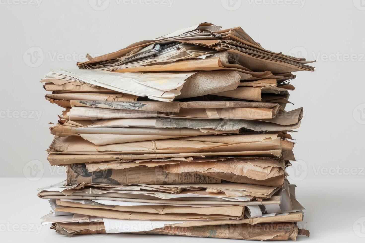 Stack of old papers creating abstract background photo