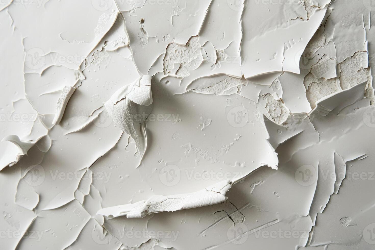 White painted wall cracking showing texture and layers photo