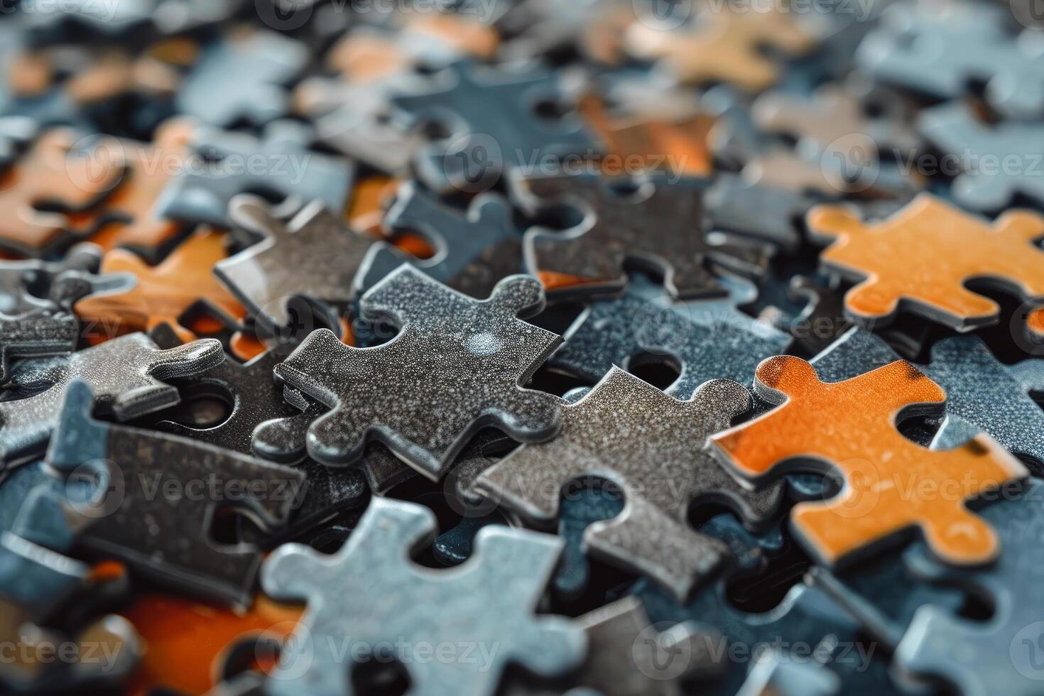 Puzzle pieces forming a complete picture showing concept of business solution photo