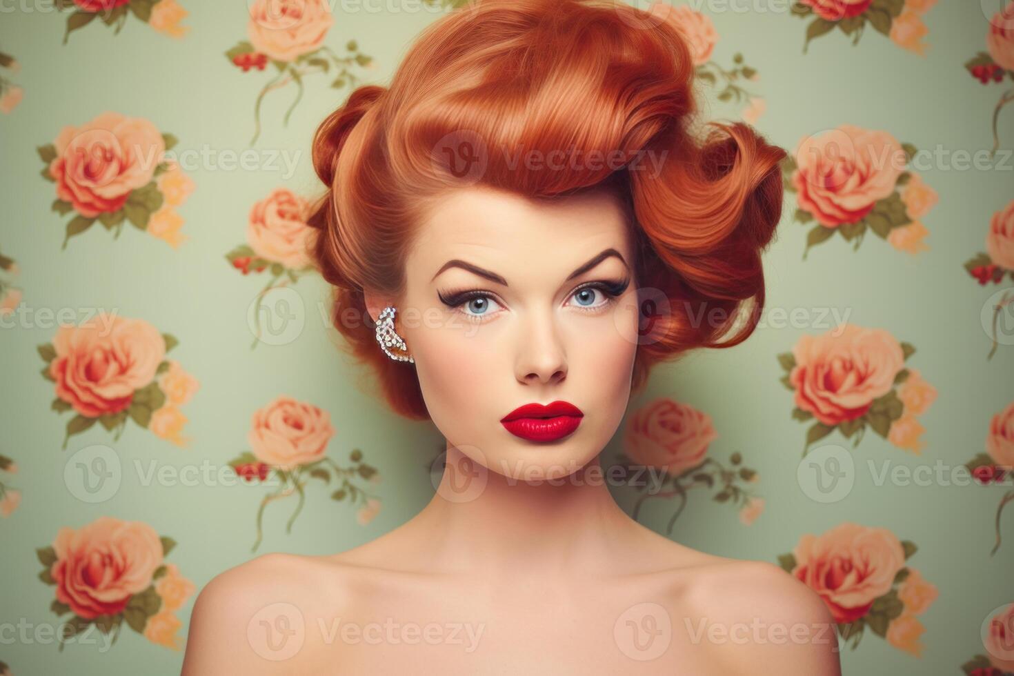 Vintage glamour - elegant woman with retro hairstyle photo