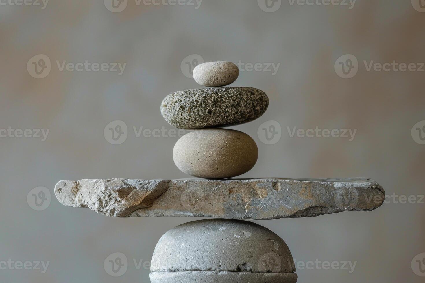Stone zen sculpture representing balance and mindfulness photo