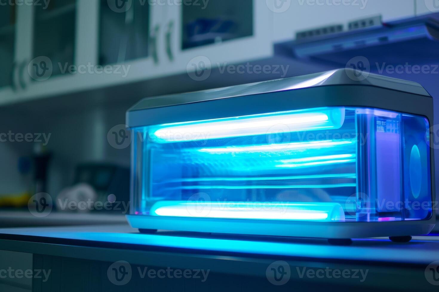 Uv light sterilizer machine disinfects medical tools in a laboratory photo