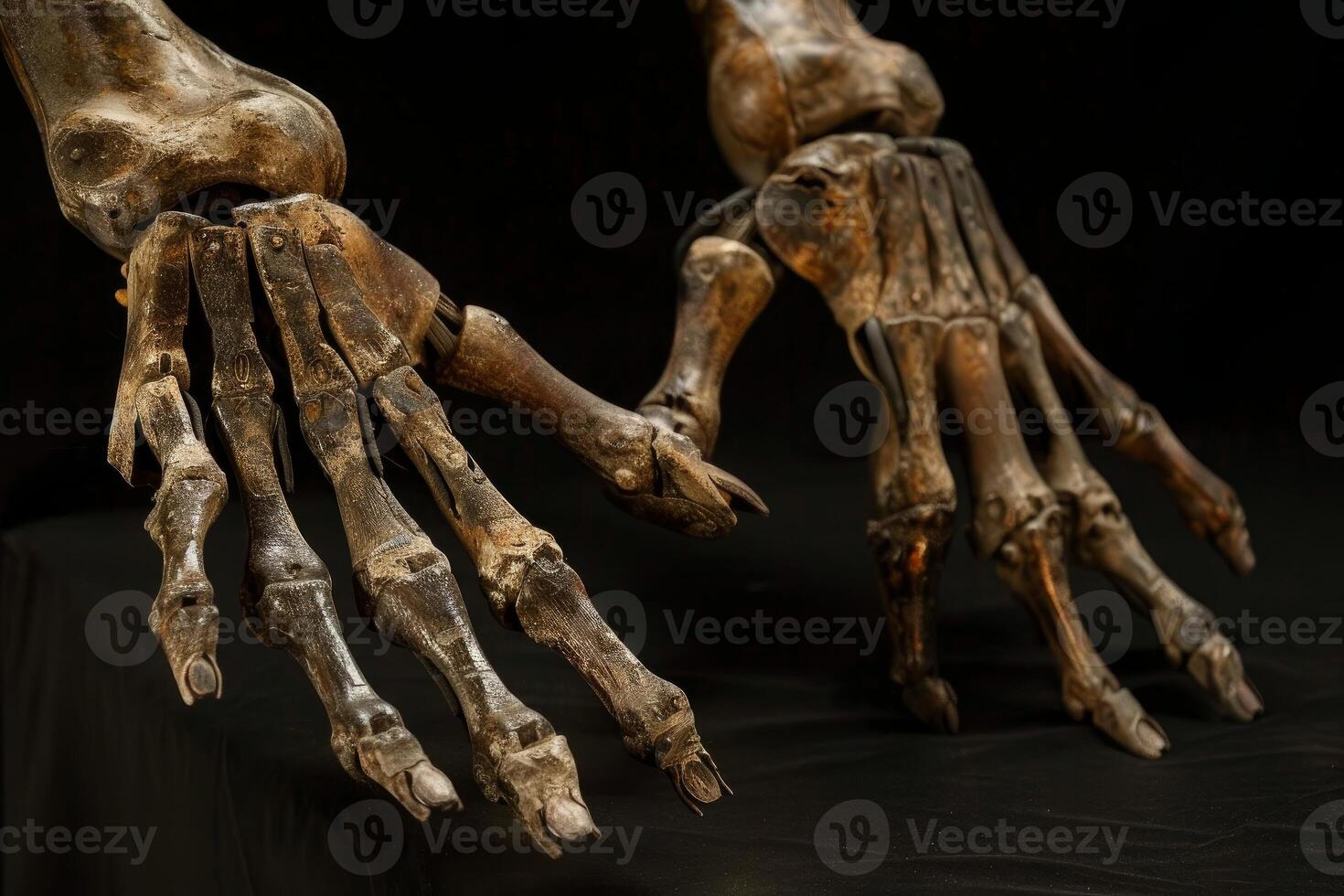 Skeleton of giant sloth reaching out its hands with claws photo