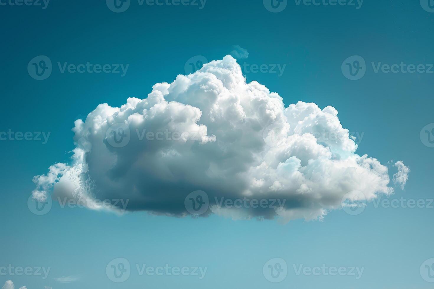 Big fluffy white cumulus cloud is floating in the bright blue sky photo
