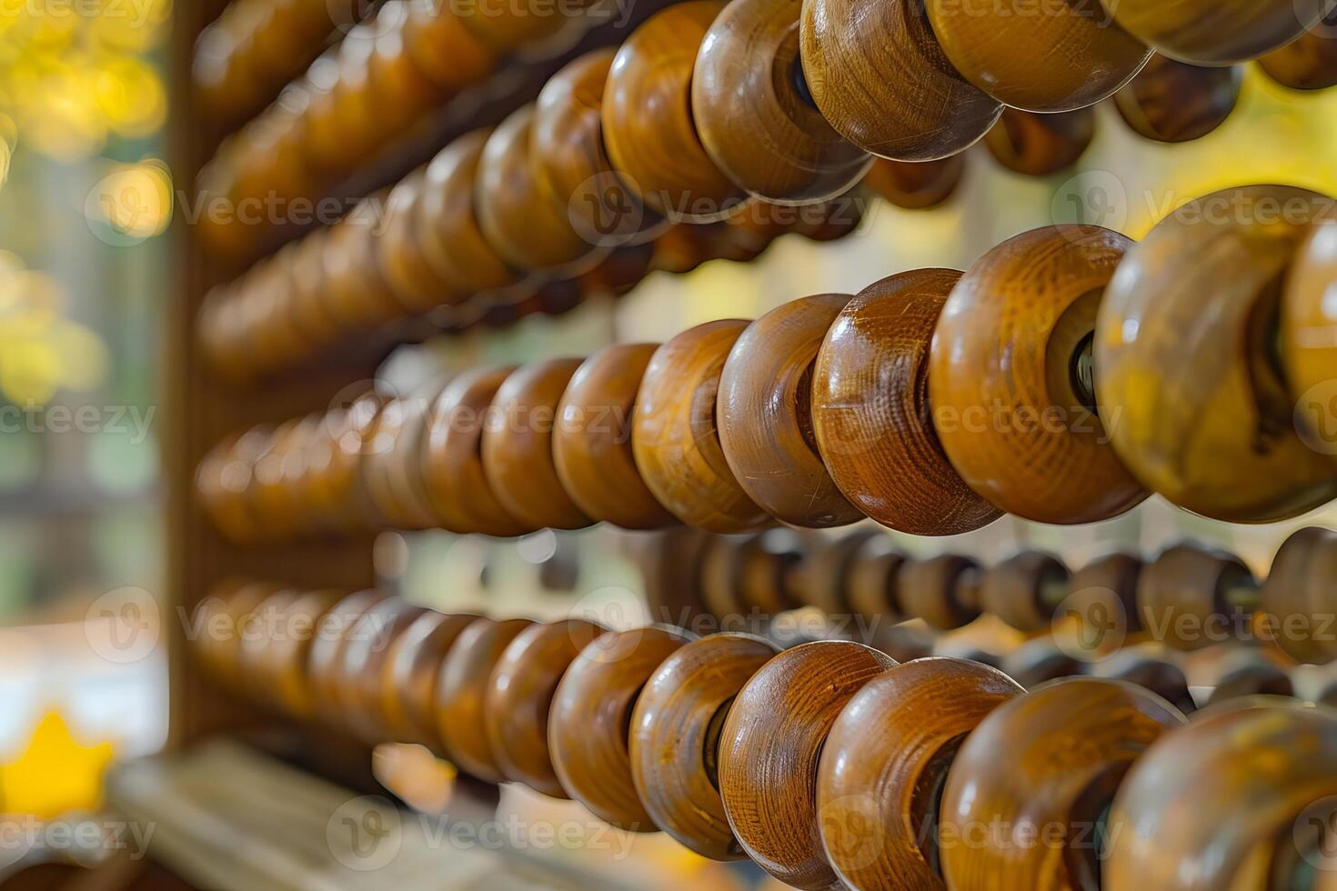 Large wooden abacus showing concept of calculating and finance photo