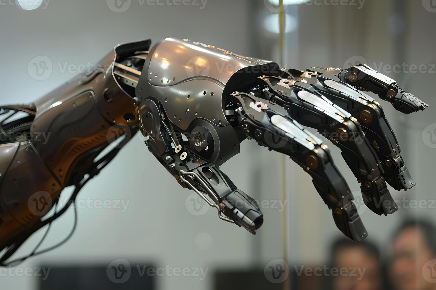 Robotic mechanical arm hand reaching out grasping technology photo