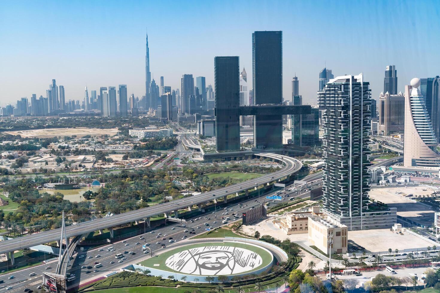 Dubai, United Arab Emirates - March 16, 2023-view of Dubai from the famous The Frame during a sunny day photo