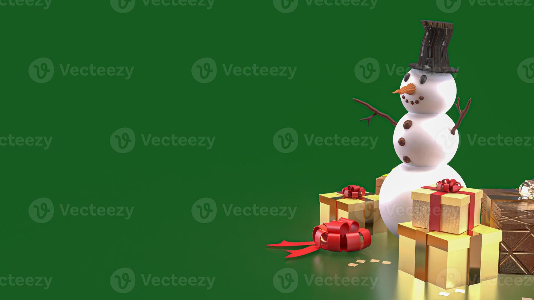 The Snow man and gift box for christmas or celebration concept 3d rendering. photo