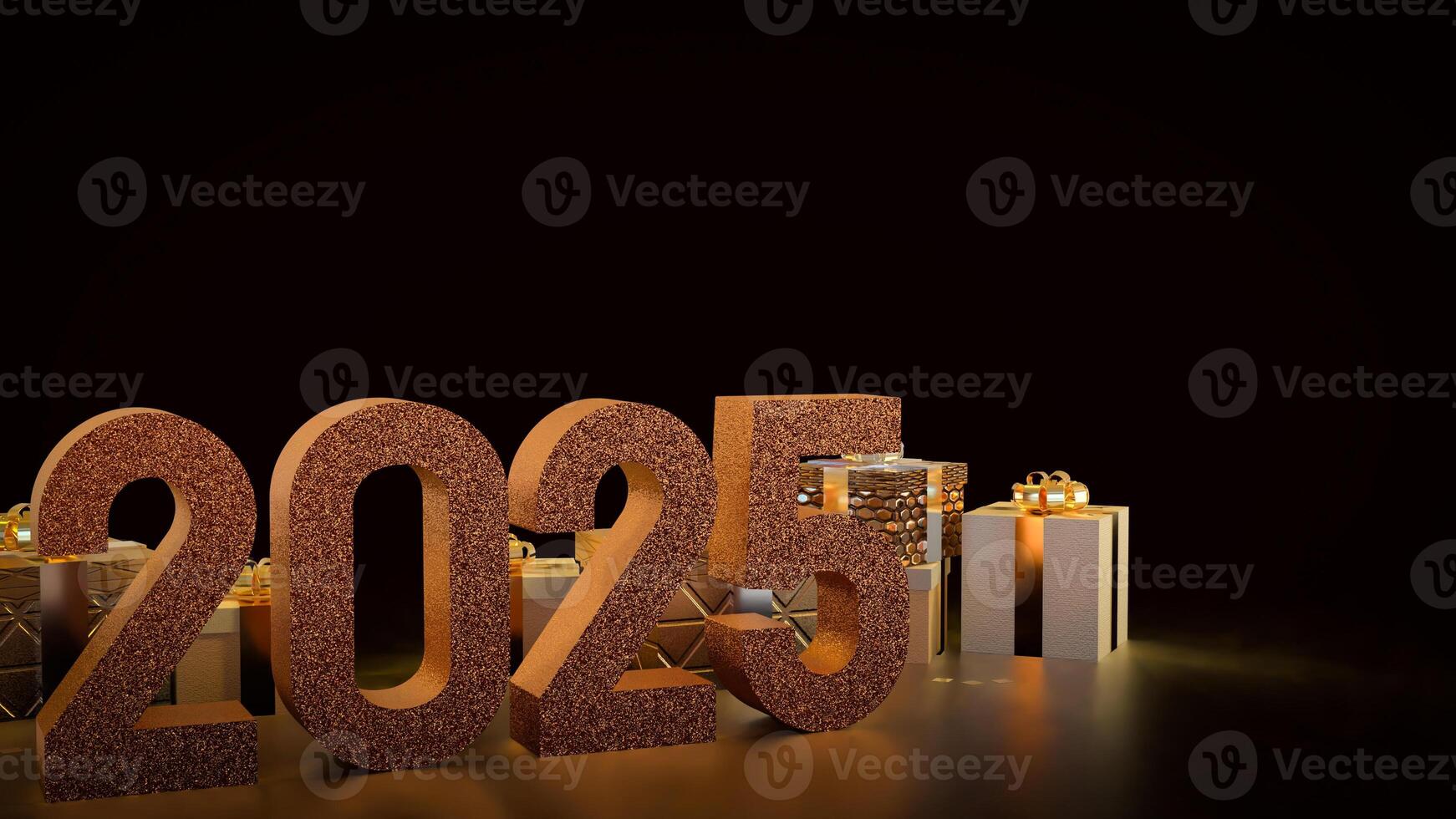 The 2025 number and gift box for new year or celebration concept 3d rendering. photo