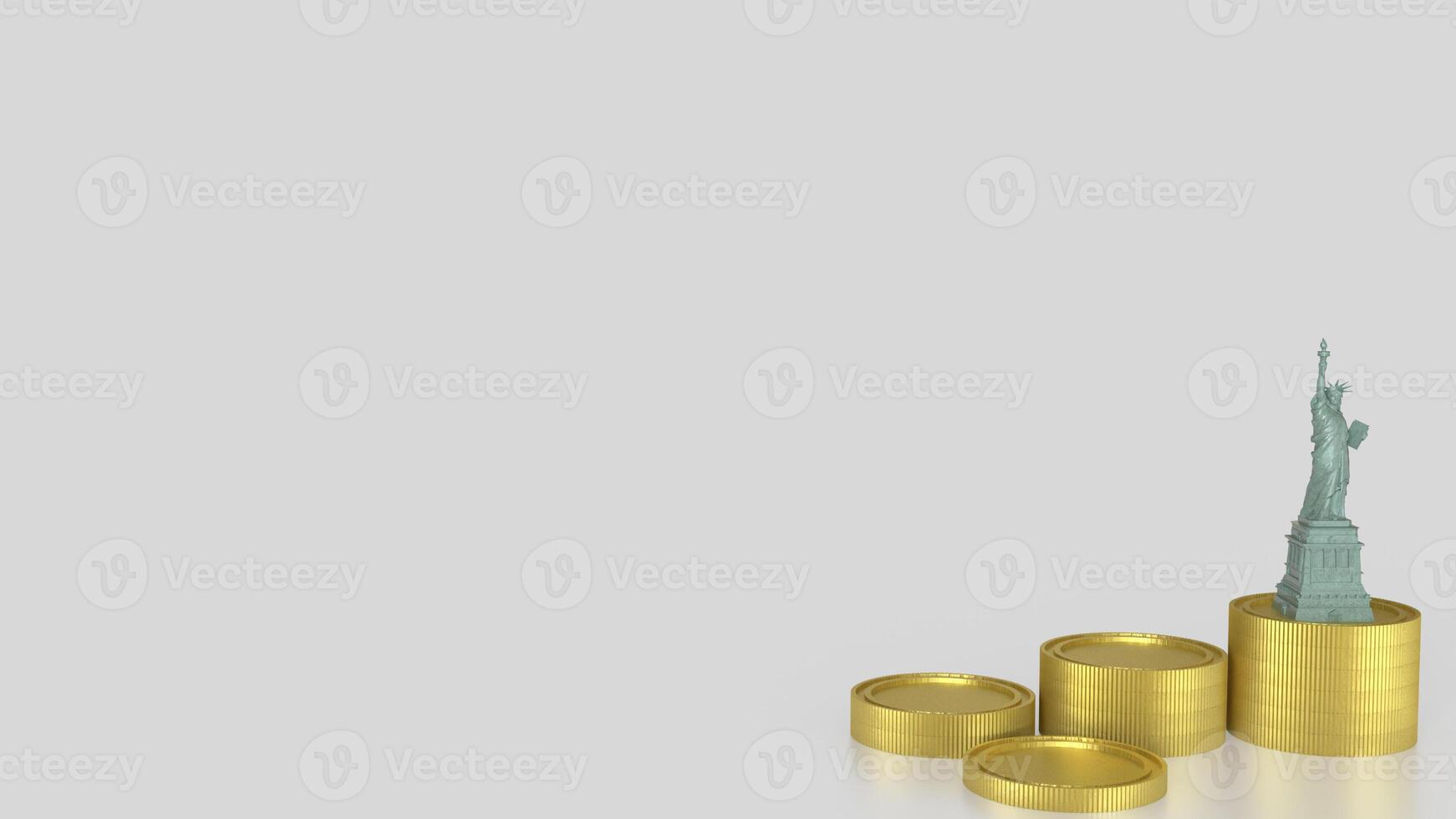 The Statue of Liberty and coins for Business concept 3d rendering. photo