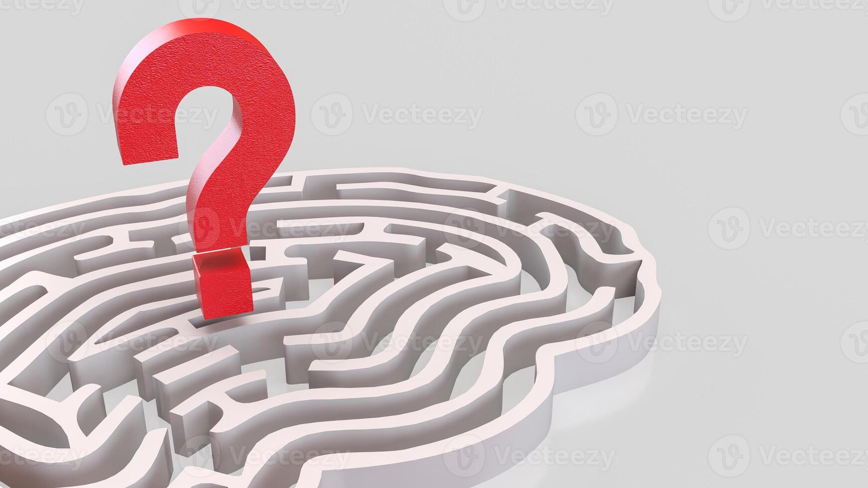 The White Brain maze and question mark for sci or creative concept 3d rendering. photo