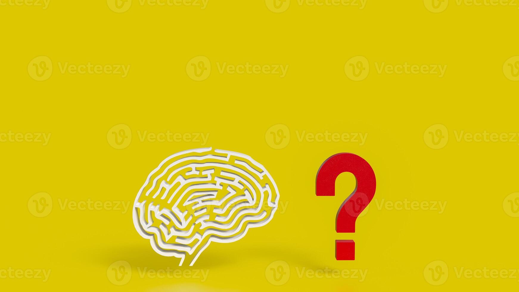 The White Brain maze and question mark for sci or creative concept 3d rendering. photo