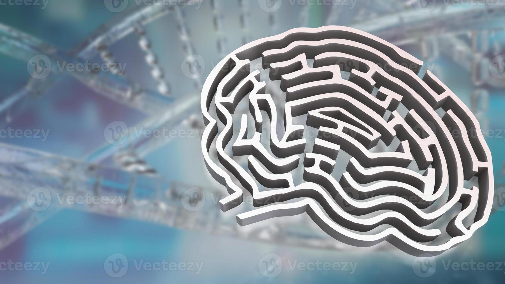 The White Brain maze on DNA background for sci or creative concept 3d rendering. photo