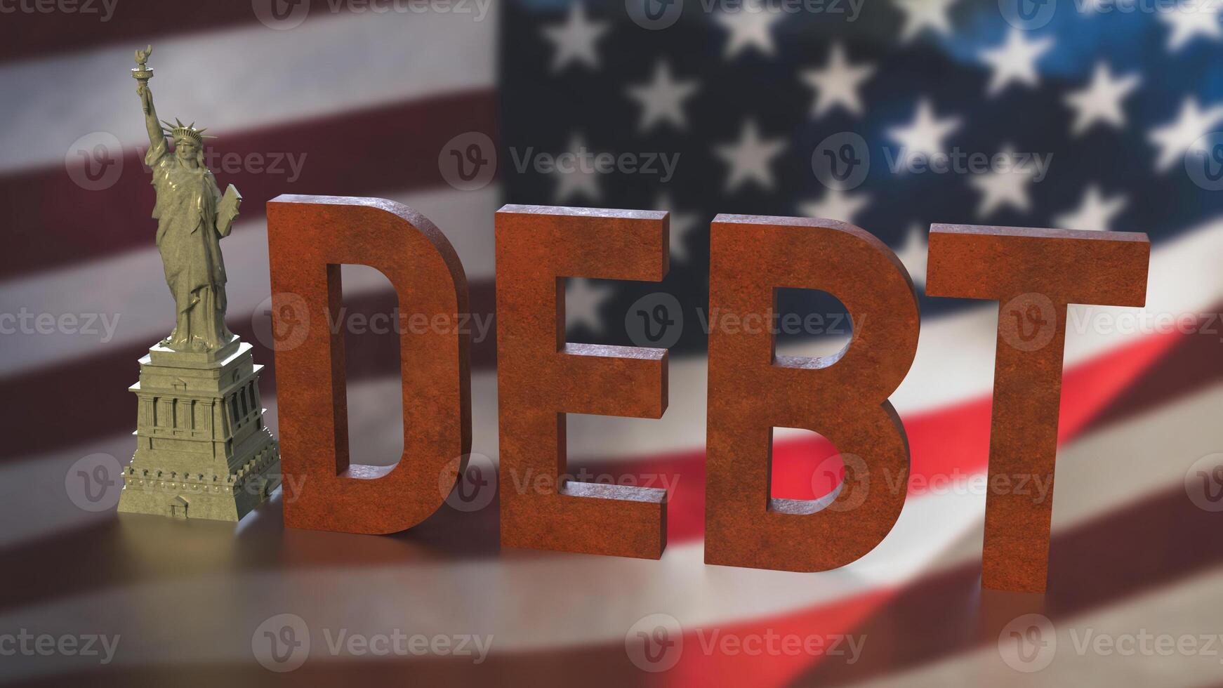 The Statue of Liberty and debt rusty for Business concept 3d rendering. photo