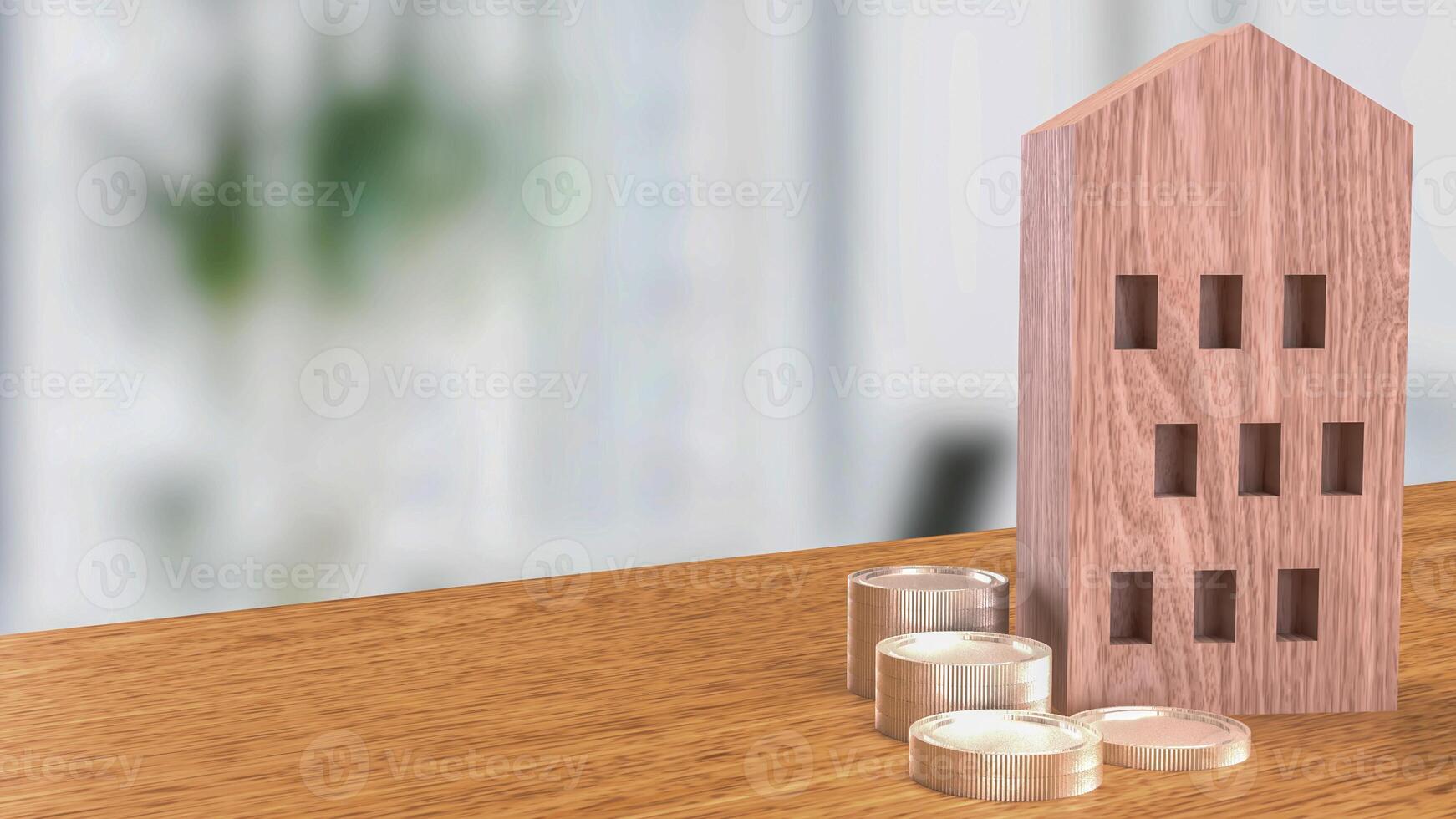 The House and coins for property or investment concept 3d rendering. photo