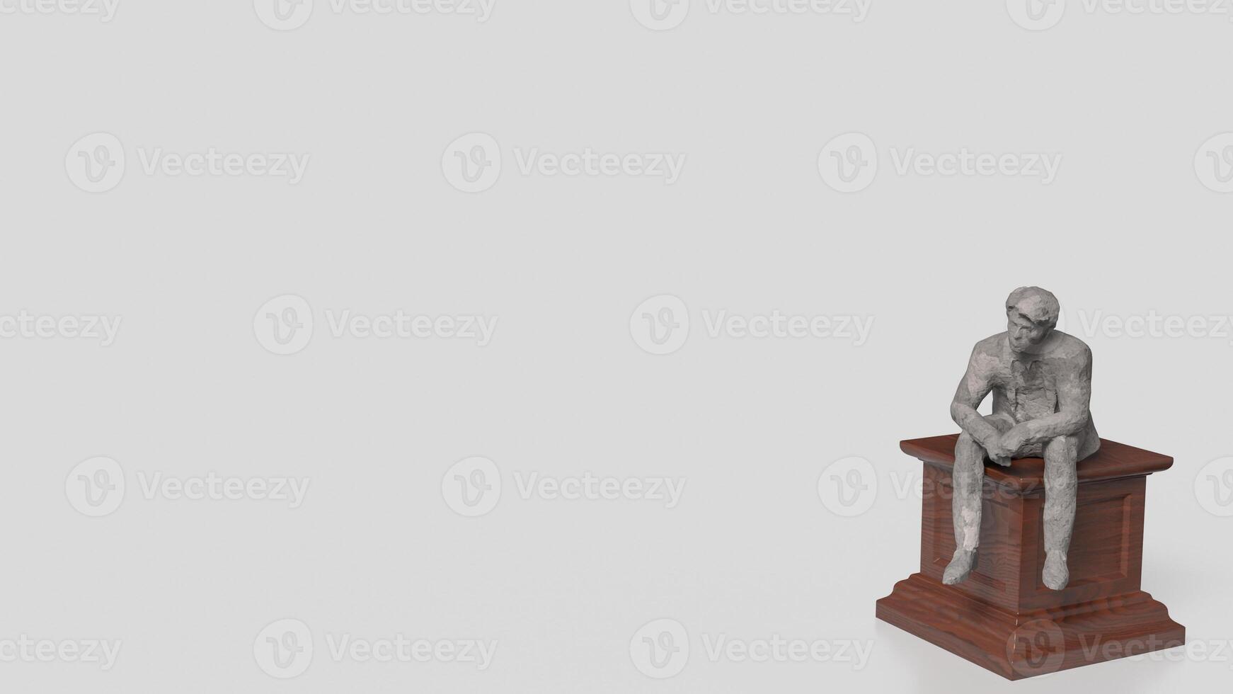 The Business man siting on wood podium for Thinking concept 3d rendering. photo