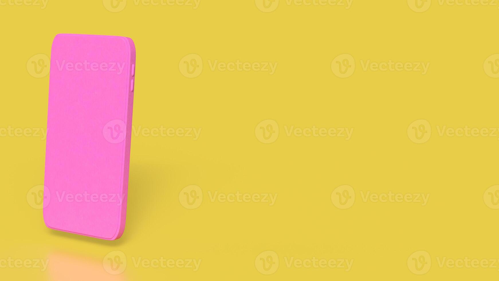 The pink mobile on yellow background for love applications concept 3d rendering. photo