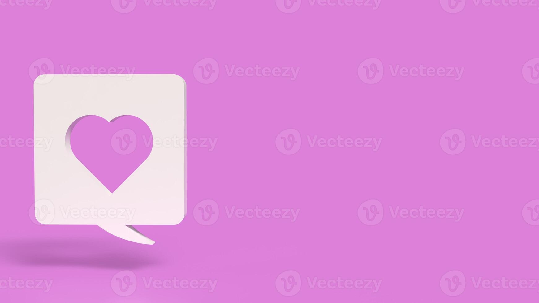 The heart icon in balloon text on pink background for love concept 3d rendering. photo
