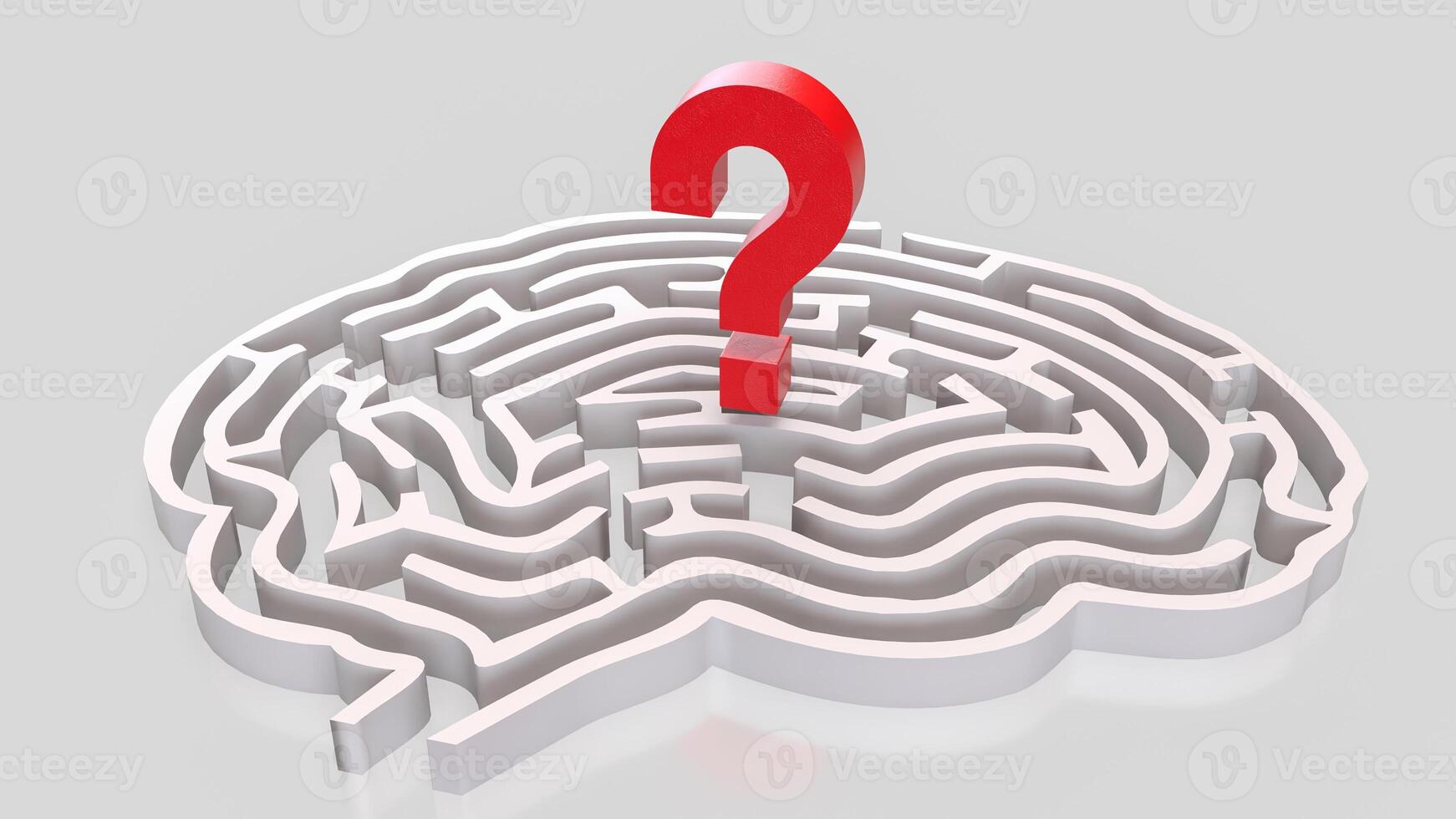 The White Brain maze and question mark for sci or creative concept 3d rendering. photo